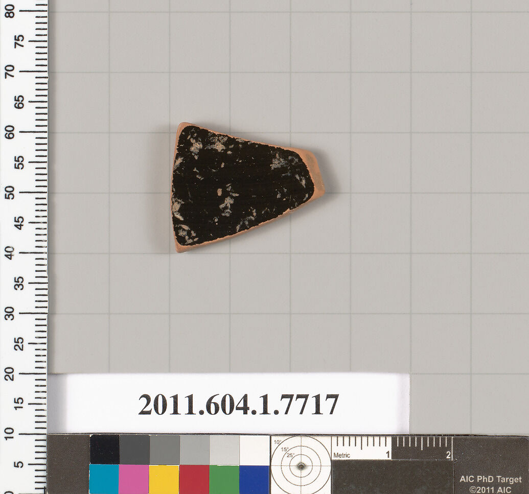 Terracotta fragment of a kylix (drinking cup), Terracotta, Greek, Attic