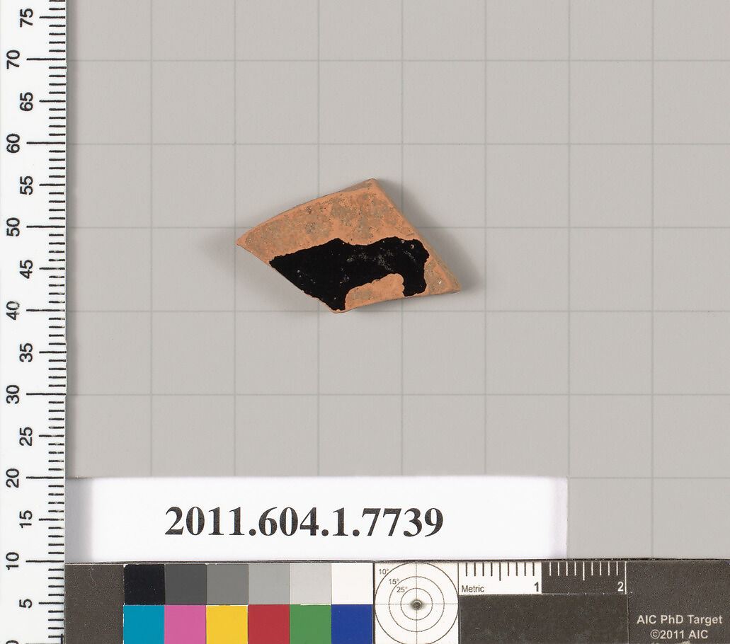 Terracotta fragment of a kylix (drinking cup), Terracotta, Greek, Attic