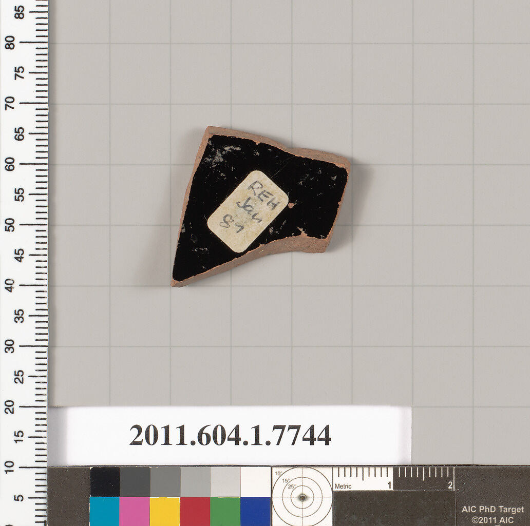 Terracotta fragment of a kylix (drinking cup), Terracotta, Greek, Attic