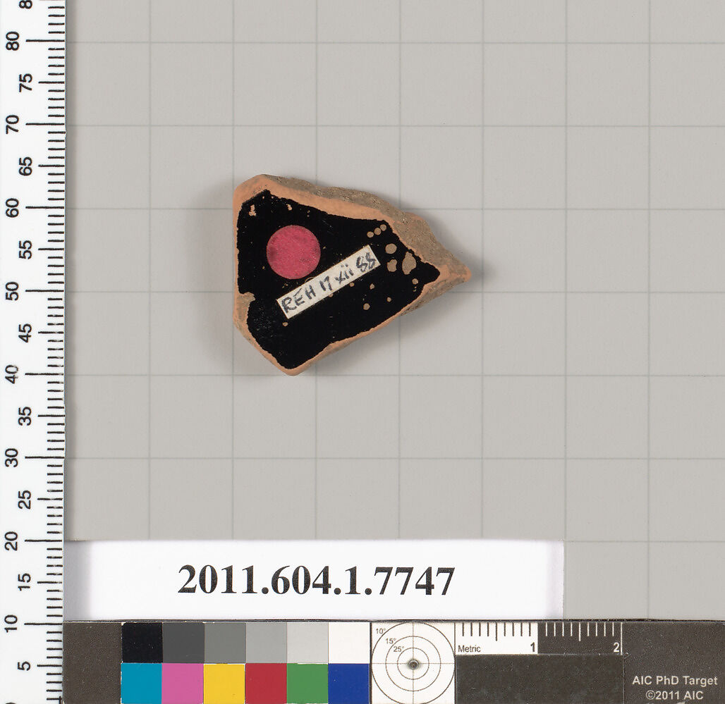 Terracotta fragment of a kylix (drinking cup), Terracotta, Greek, Attic