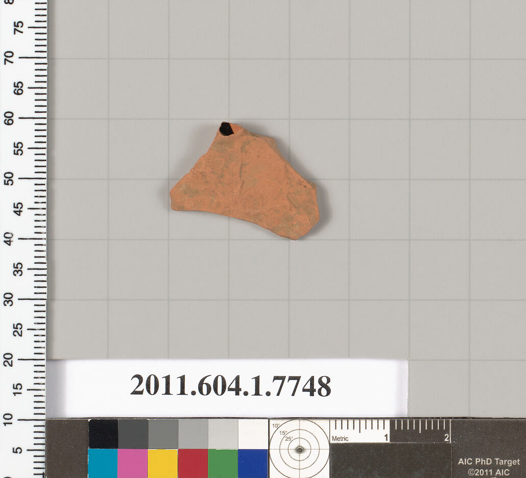 Terracotta fragment of a kylix (drinking cup), Terracotta, Greek, Attic