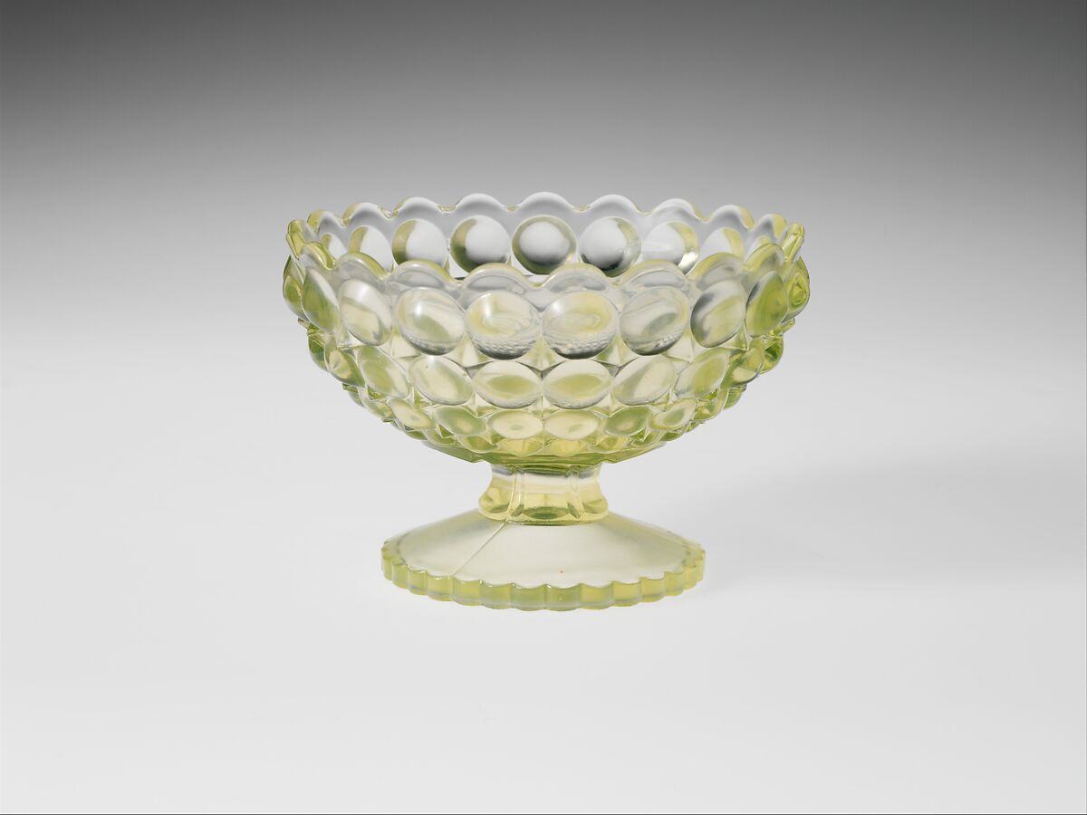 Sauce Dish, Richards and Hartley Flint Glass Co. (ca. 1870–1890), Pressed yellow glass, American 