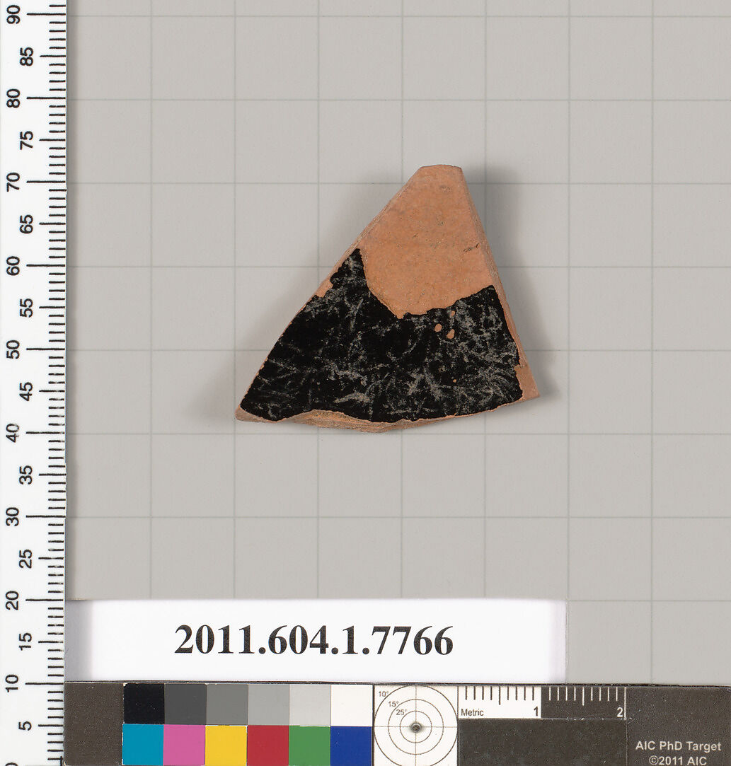Terracotta fragment of a kylix (drinking cup), Terracotta, Greek, Attic