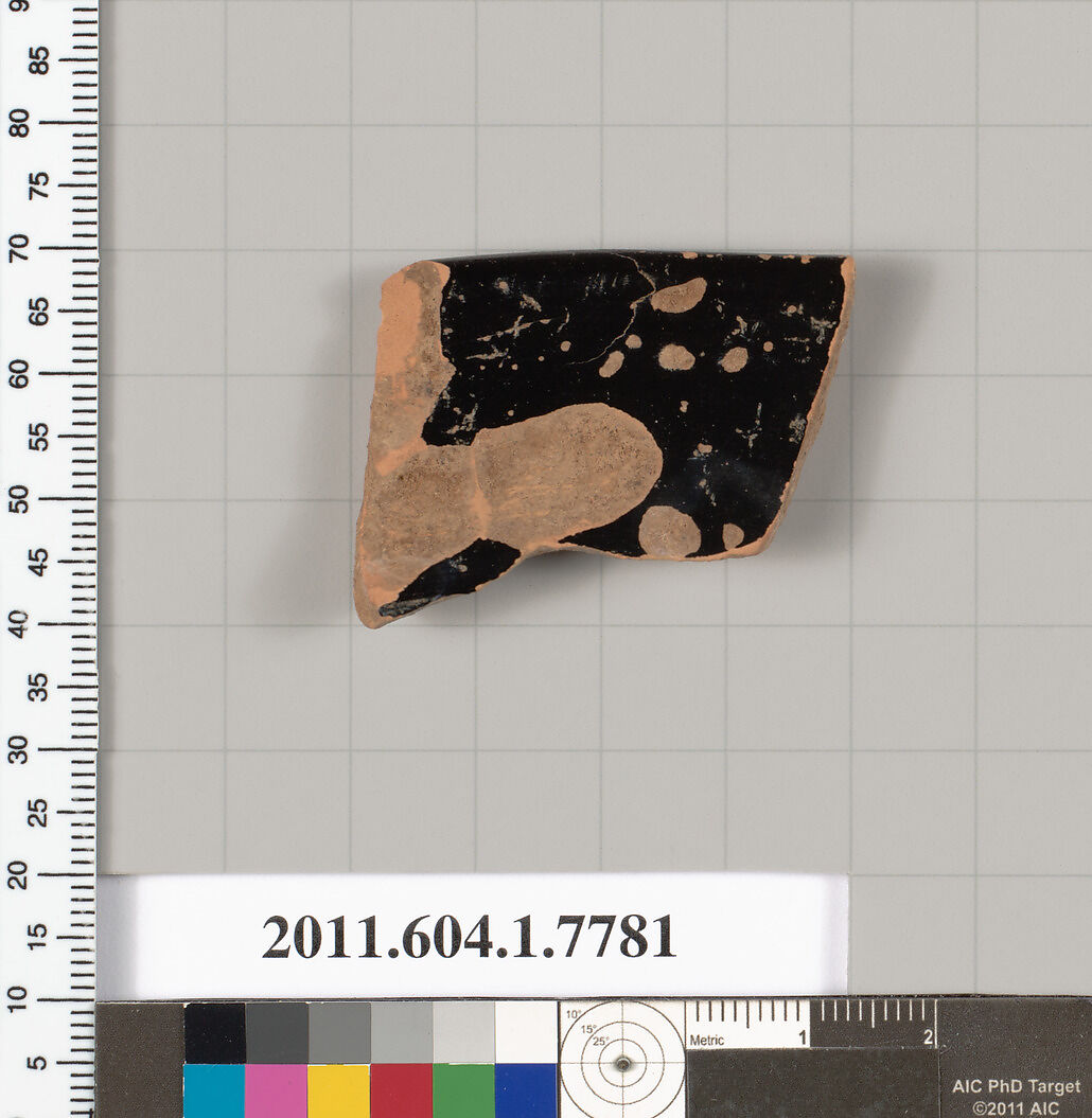 Terracotta rim fragment of a kylix (drinking cup), Terracotta, Greek, Attic