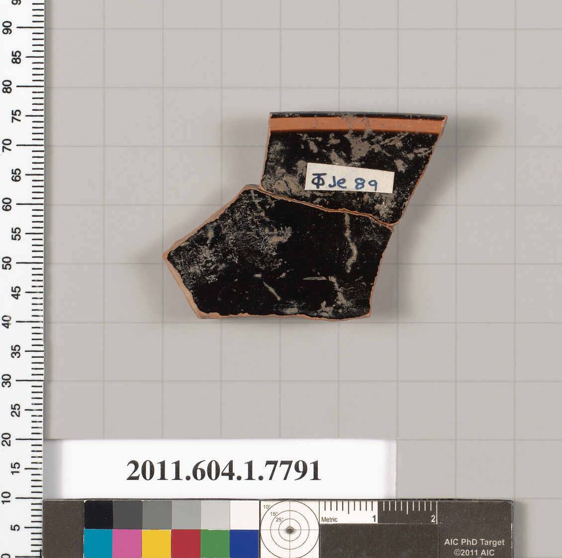Terracotta rim fragment of a kylix (drinking cup), Terracotta, Greek, Attic