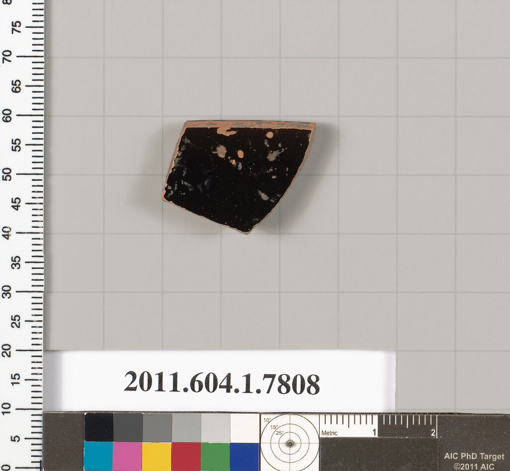 Terracotta rim fragment of a kylix (drinking cup), Terracotta, Greek, Attic