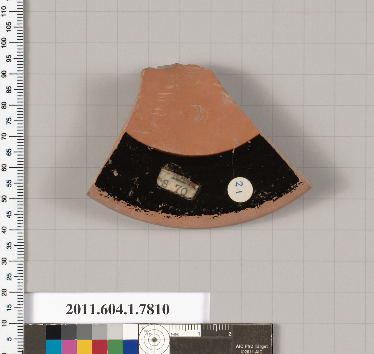 Terracotta fragment of a kylix (drinking cup), Terracotta, Greek, Attic