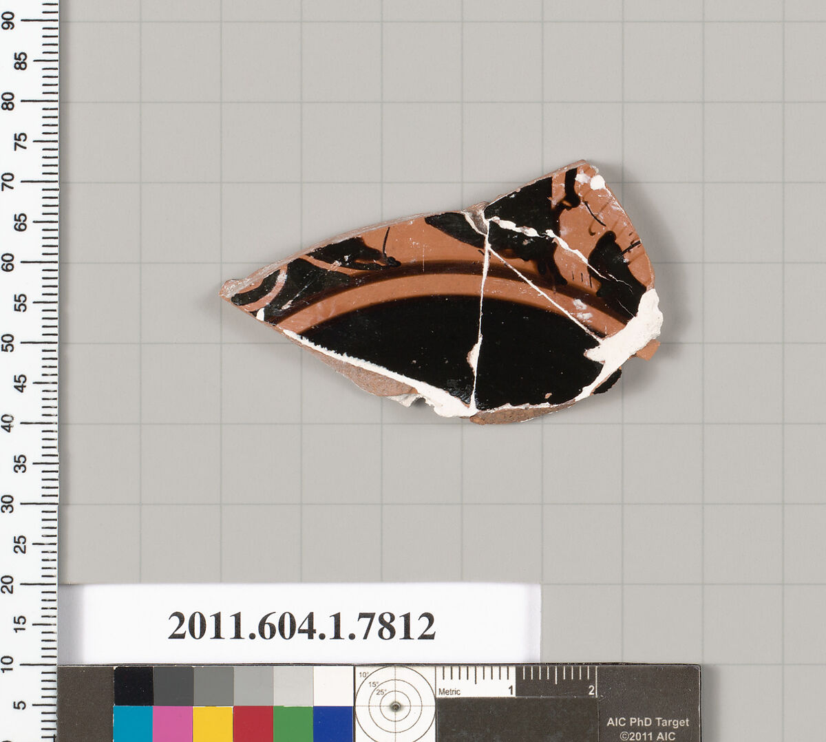 Terracotta fragment of a kylix (drinking cup), Terracotta, Greek, Attic