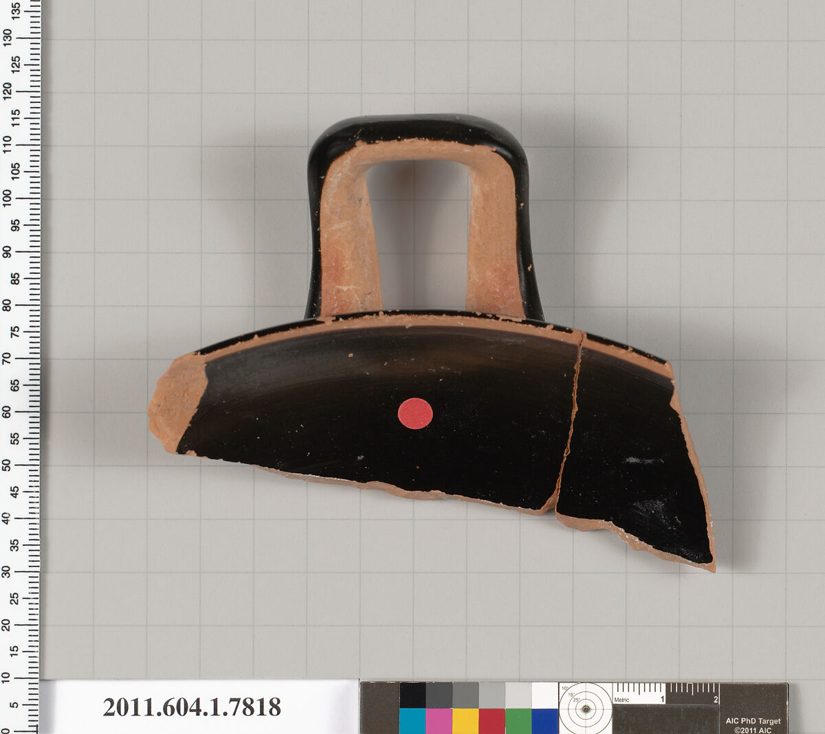Terracotta rim fragment of a kylix (drinking cup), Terracotta, Greek, Attic
