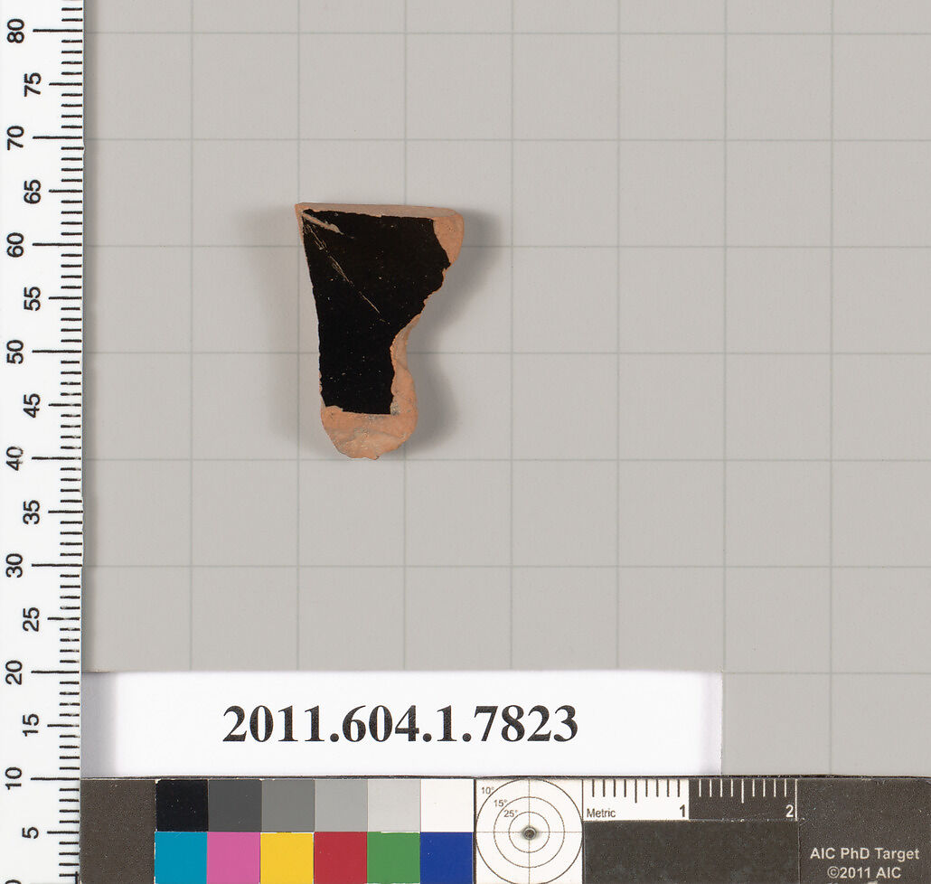 Terracotta fragment of a kylix (drinking cup), Terracotta, Greek, Attic