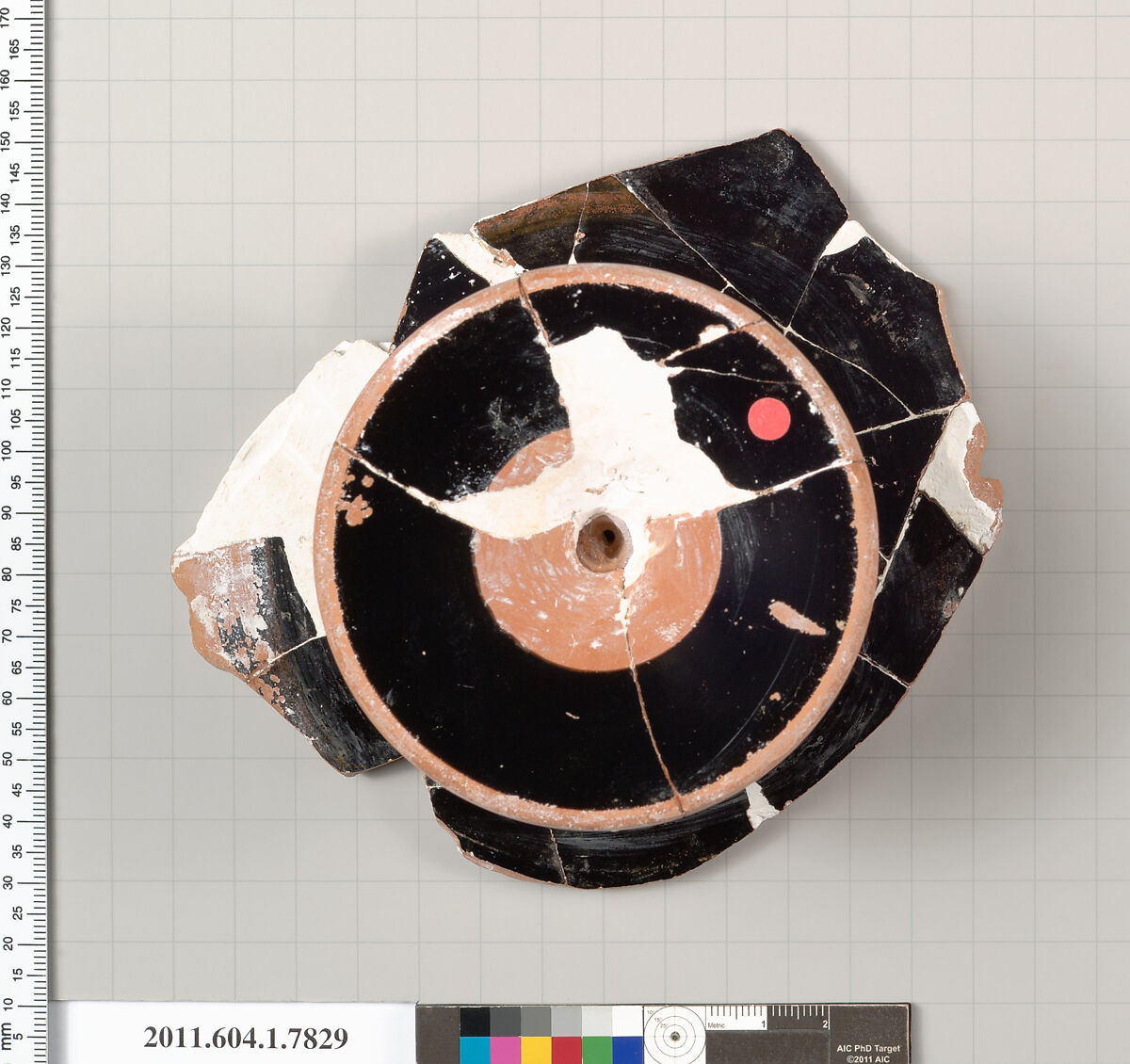 Terracotta fragment of a kylix (drinking cup), Terracotta, Greek, Attic