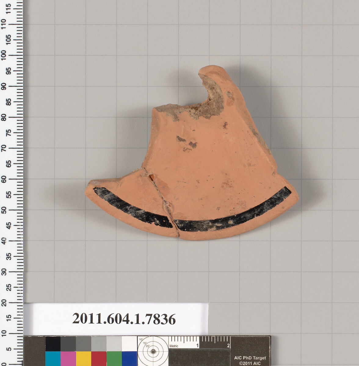 Terracotta fragment of a kylix (drinking cup), Terracotta, Greek, Attic