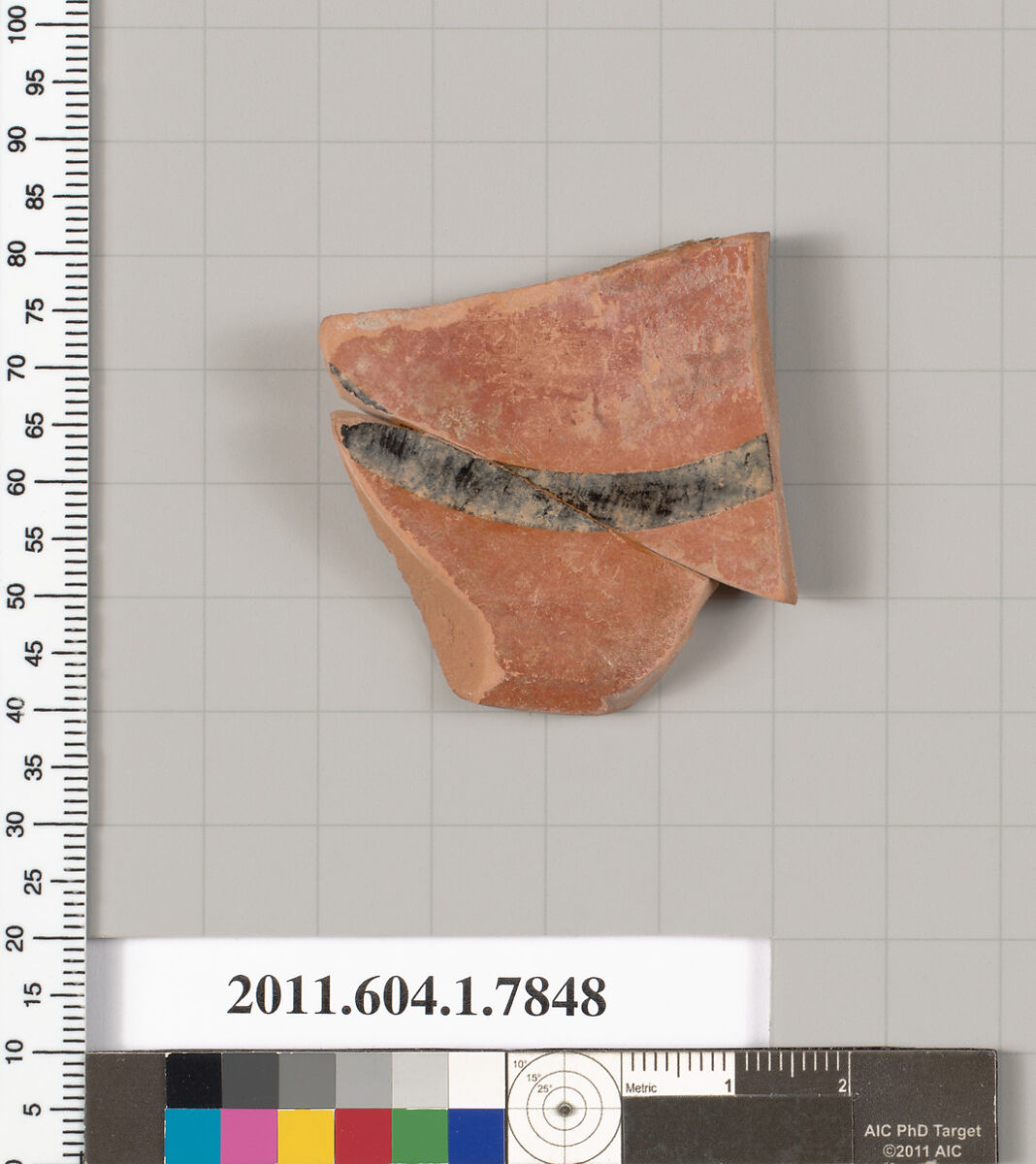 Terracotta fragment of a kylix (drinking cup), Terracotta, Greek, Attic