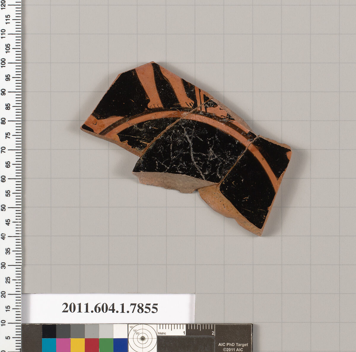 Terracotta fragment of a kylix (drinking cup), Terracotta, Greek, Attic