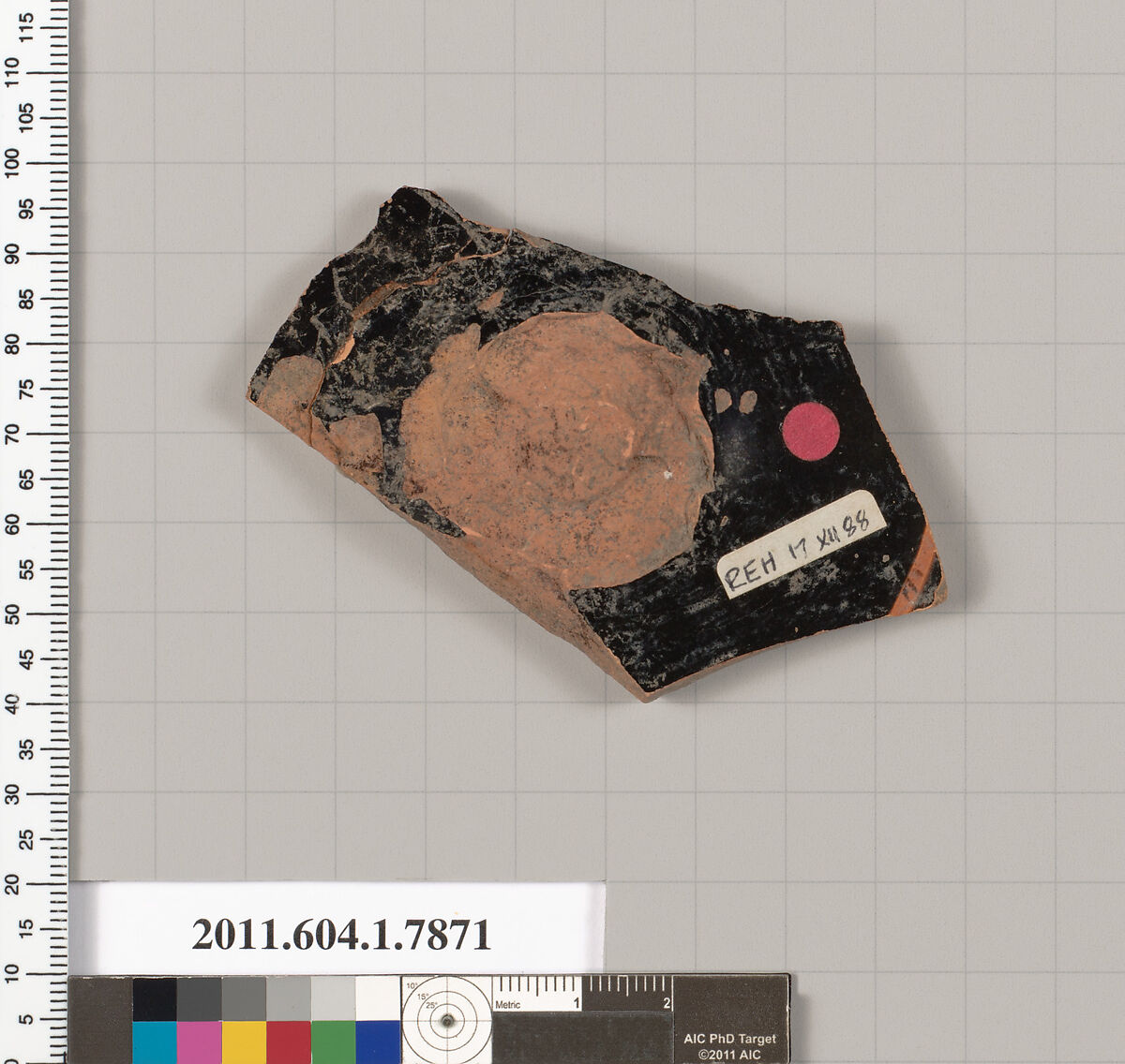 Terracotta fragment of a kylix (drinking cup), Terracotta, Greek, Attic