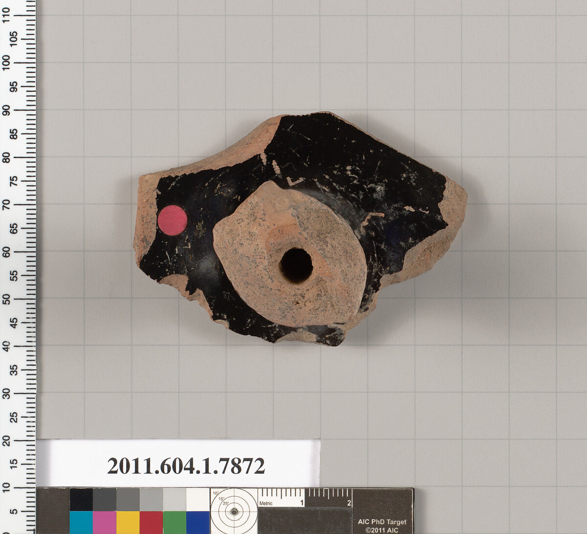 Terracotta fragment of a kylix (drinking cup), Terracotta, Greek, Attic