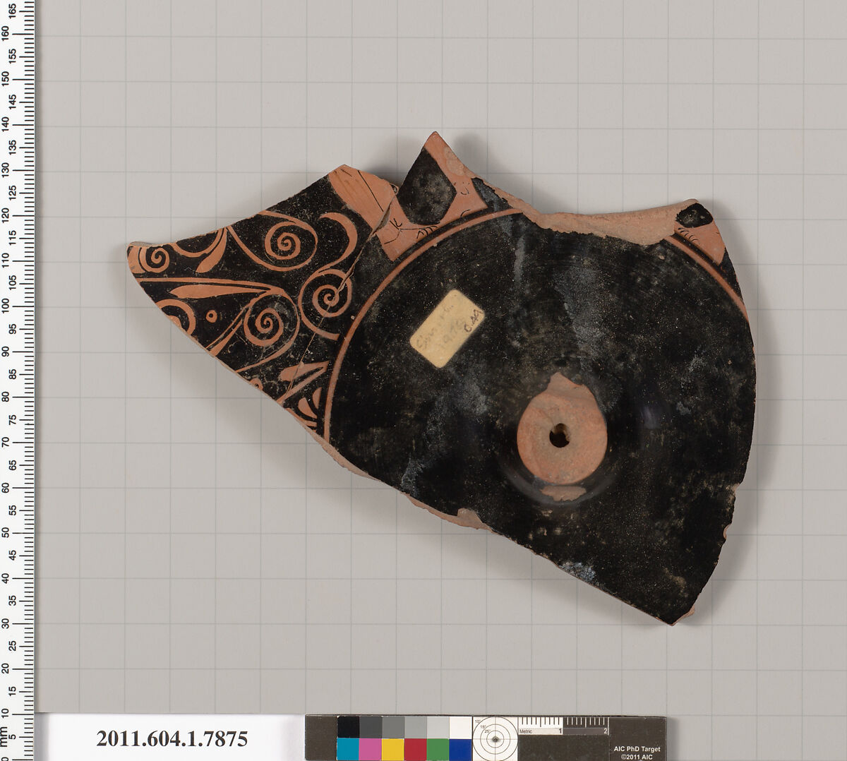 Terracotta fragment of a kylix (drinking cup), Terracotta, Greek, Attic
