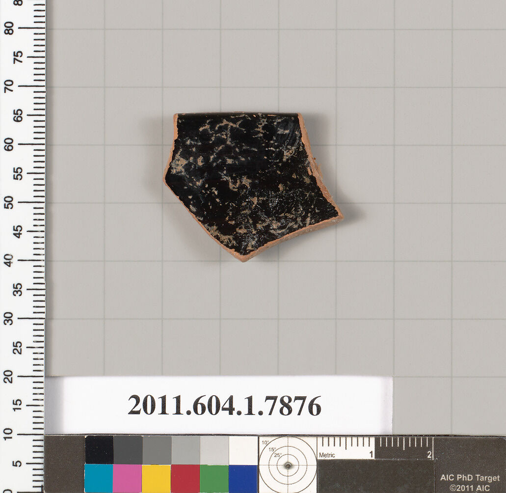 Terracotta rim fragment of a kylix (drinking cup), Terracotta, Greek, Attic