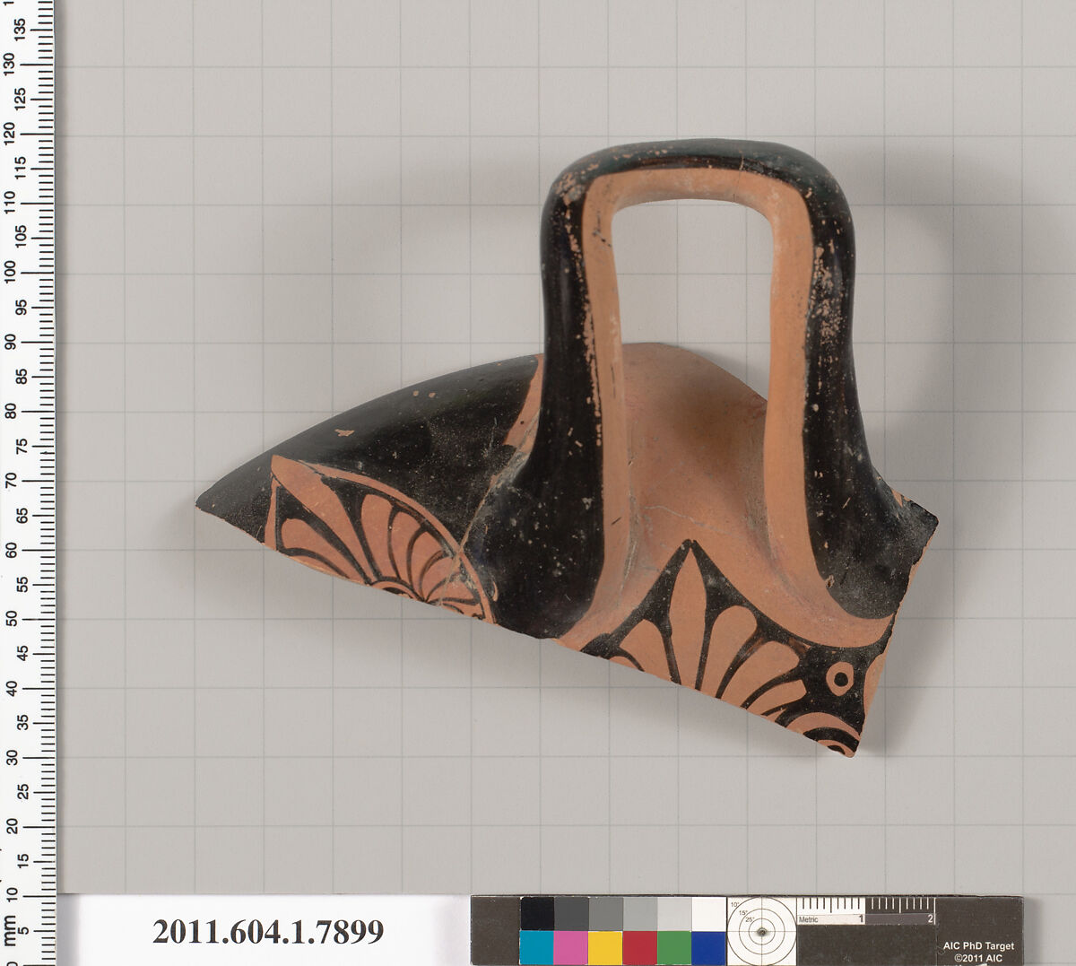 Terracotta rim fragment of a kylix (drinking cup), Terracotta, Greek, Attic 