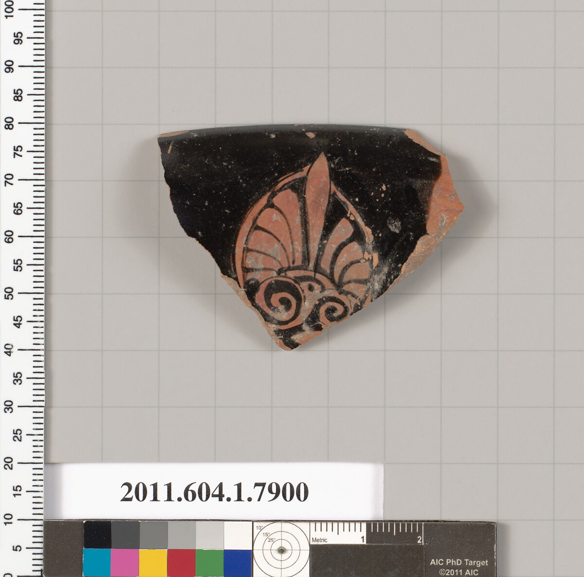 Terracotta rim fragment of a kylix (drinking cup), Terracotta, Greek, Attic 