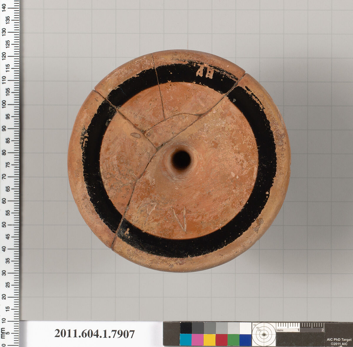 Terracotta fragment of a kylix (drinking cup), Terracotta, Greek, Attic