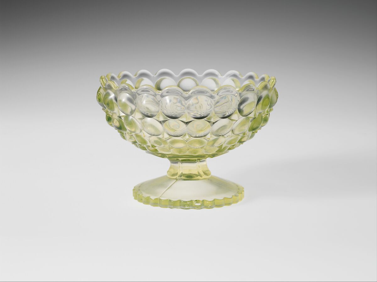 Sauce Dish, Richards and Hartley Flint Glass Co. (ca. 1870–1890), Pressed yellow glass, American 