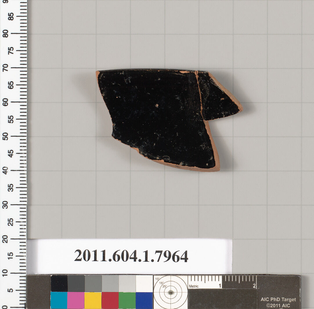 Terracotta rim fragment of a kylix (drinking cup), Terracotta, Greek, Attic