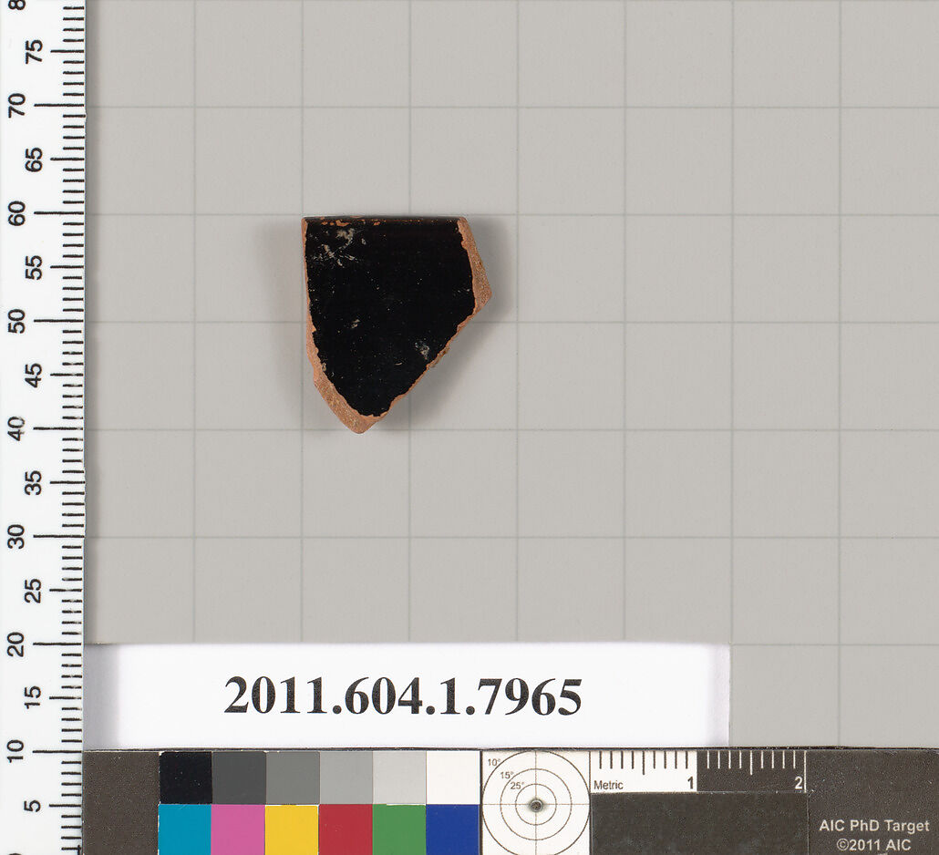 Terracotta rim fragment of a kylix (drinking cup), Terracotta, Greek, Attic