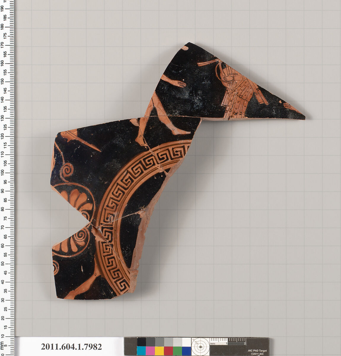 Terracotta fragment of a kylix (drinking cup), Terracotta, Greek, Attic