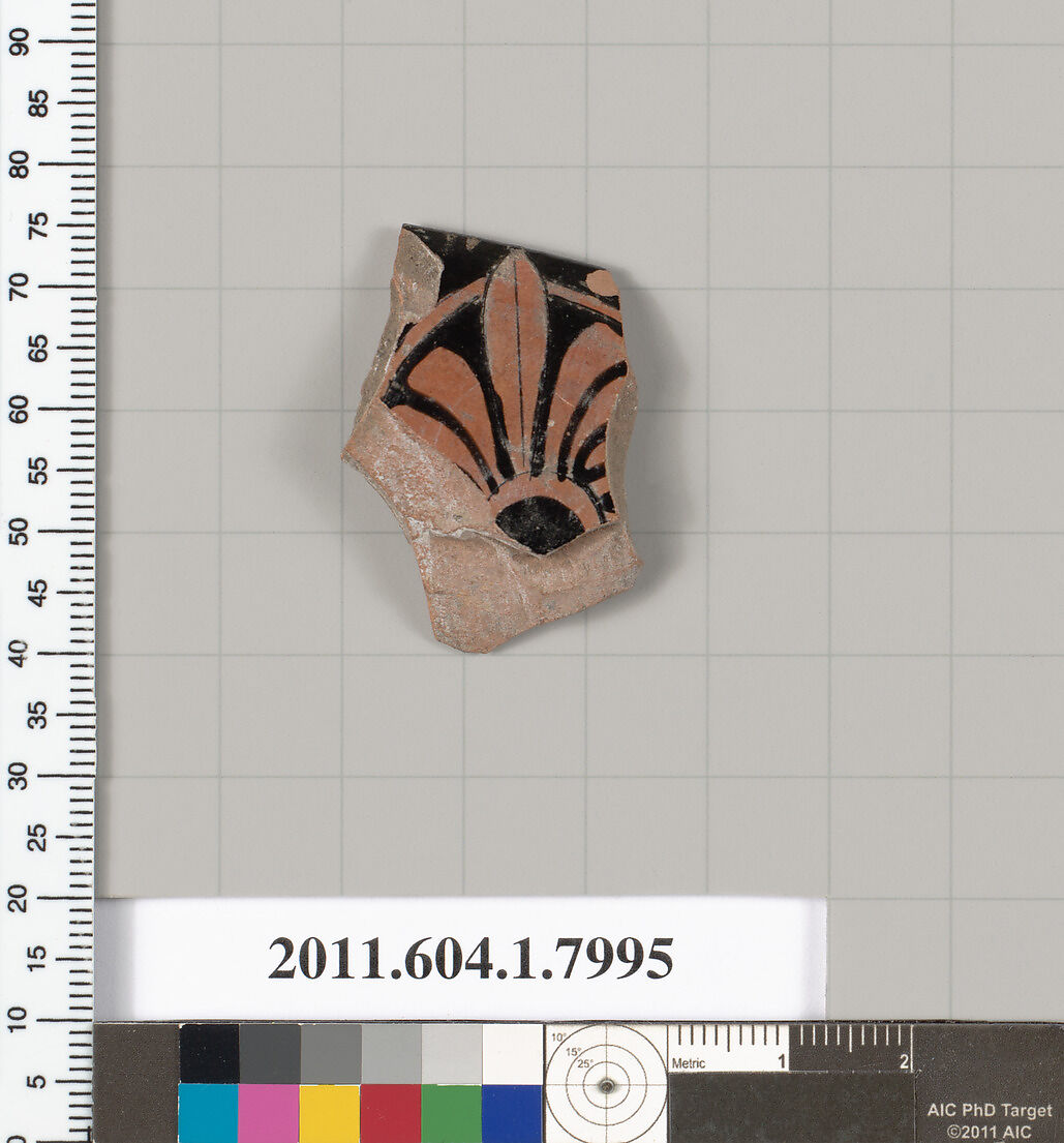 Terracotta rim fragment of a kylix (drinking cup), Terracotta, Greek, Attic