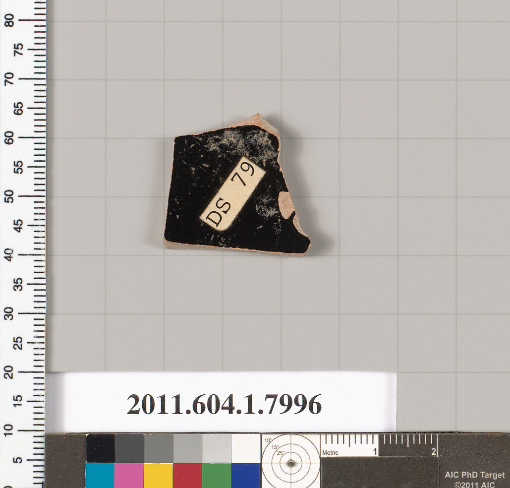 Terracotta fragment of a kylix (drinking cup), Terracotta, Greek, Attic