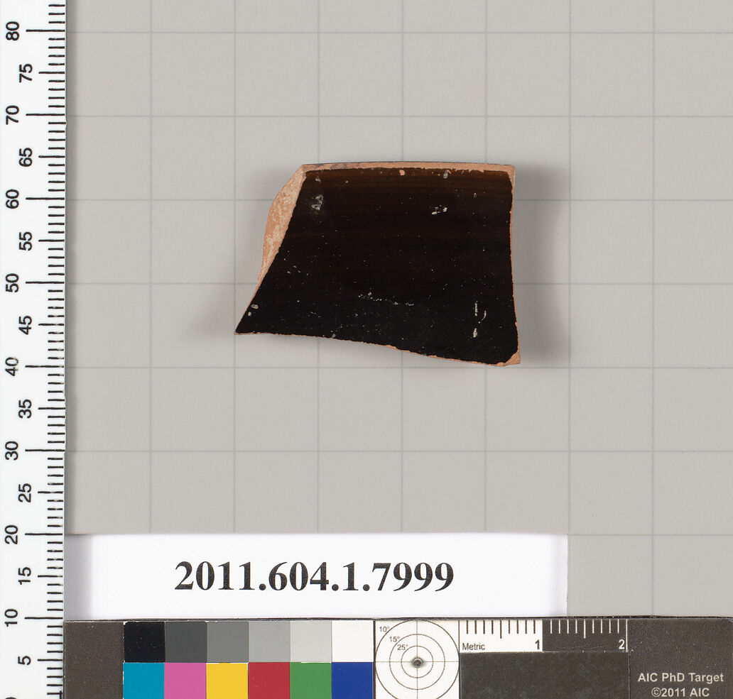 Terracotta rim  fragment of a kylix (drinking cup), Terracotta, Greek, Attic