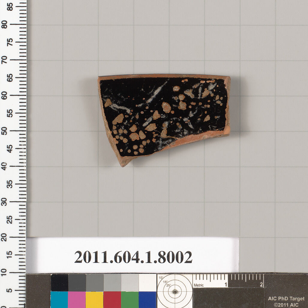 Terracotta rim fragment of a kylix (drinking cup), Terracotta, Greek, Attic