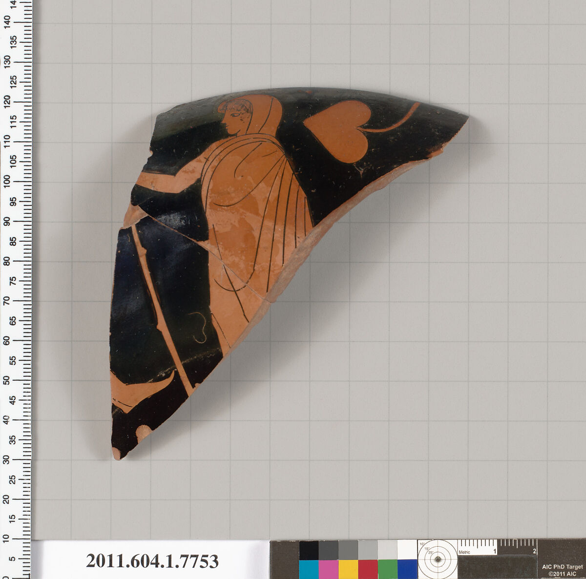 Terracotta rim fragment of a kylix (drinking cup), Terracotta, Greek, Attic