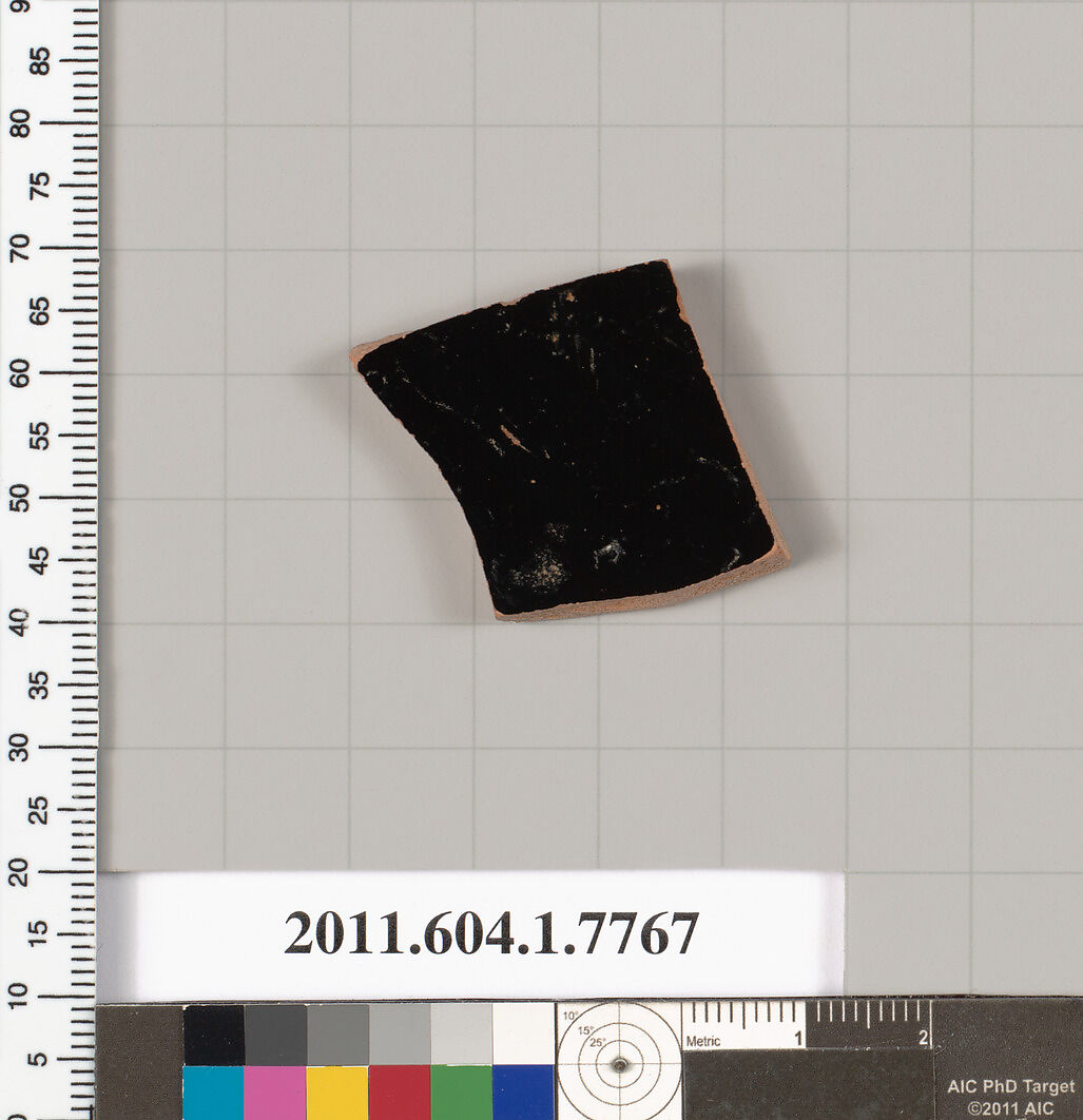 Terracotta fragment of a kylix (drinking cup), Terracotta, Greek, Attic