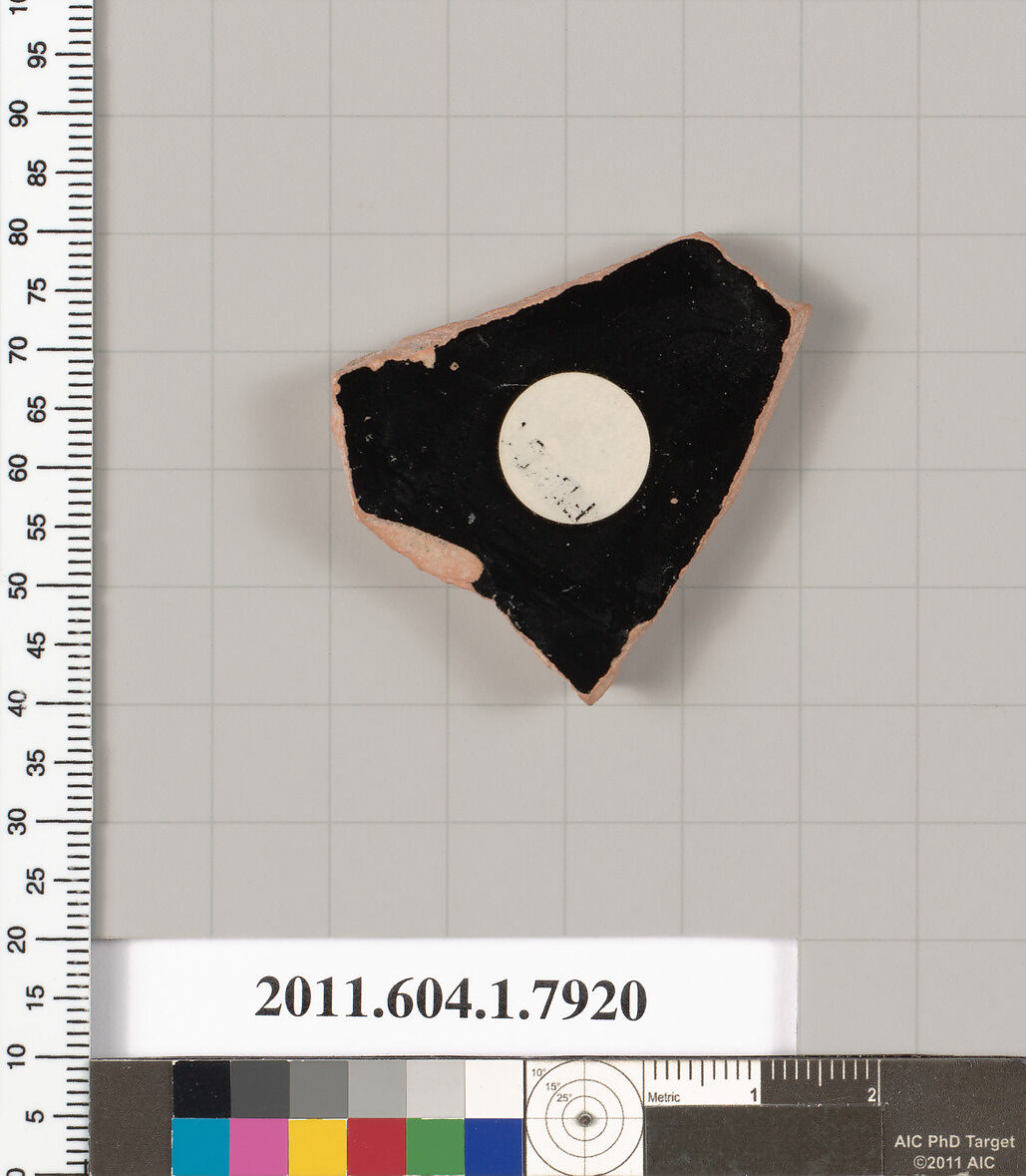 Terracotta fragment of a kylix (drinking cup), Terracotta, Greek, Attic