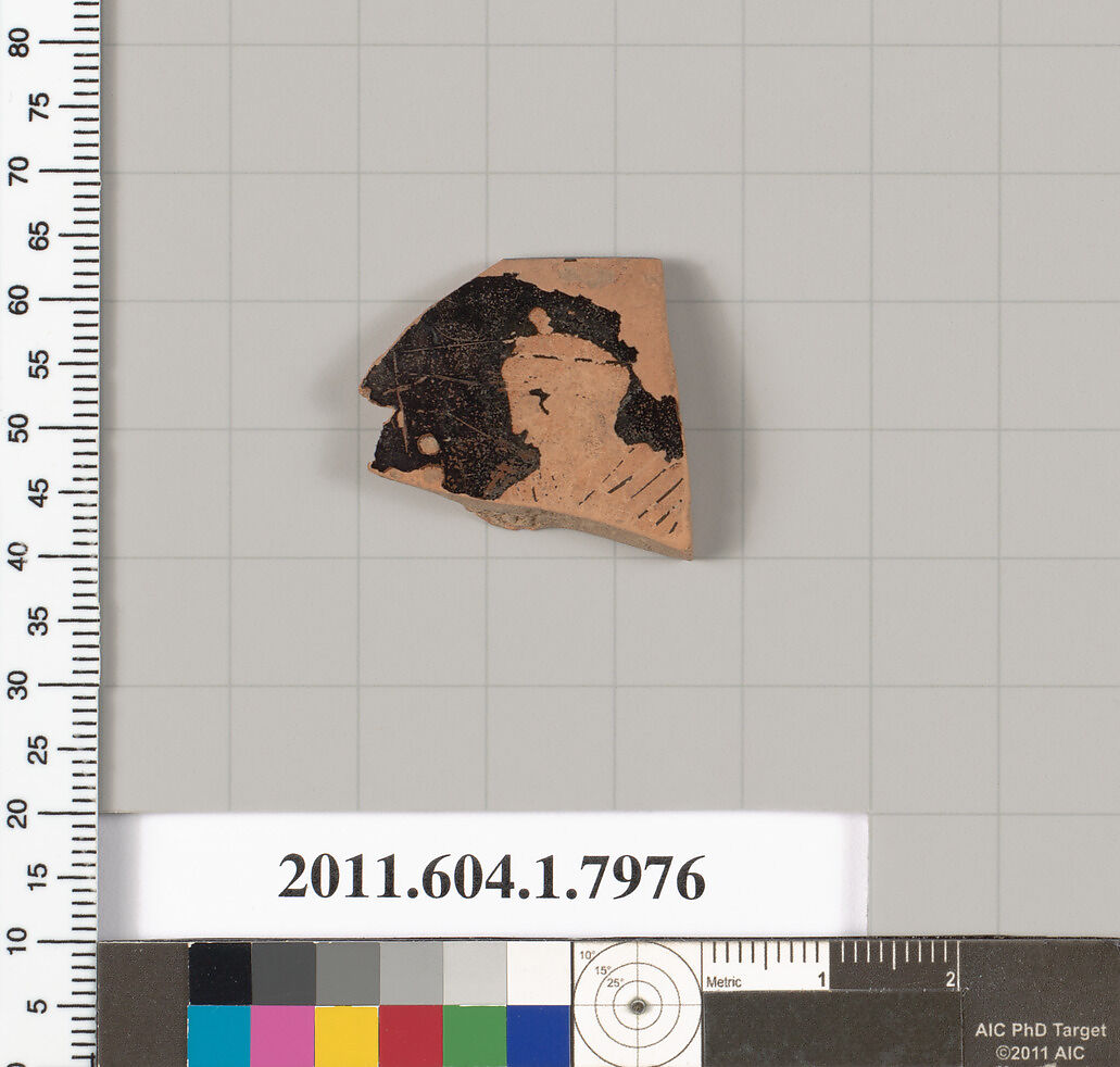 Terracotta rim fragment of a kylix (drinking cup), Terracotta, Greek, Attic 