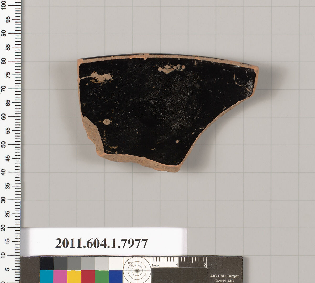Terracotta rim fragment of a kylix (drinking cup), Terracotta, Greek, Attic