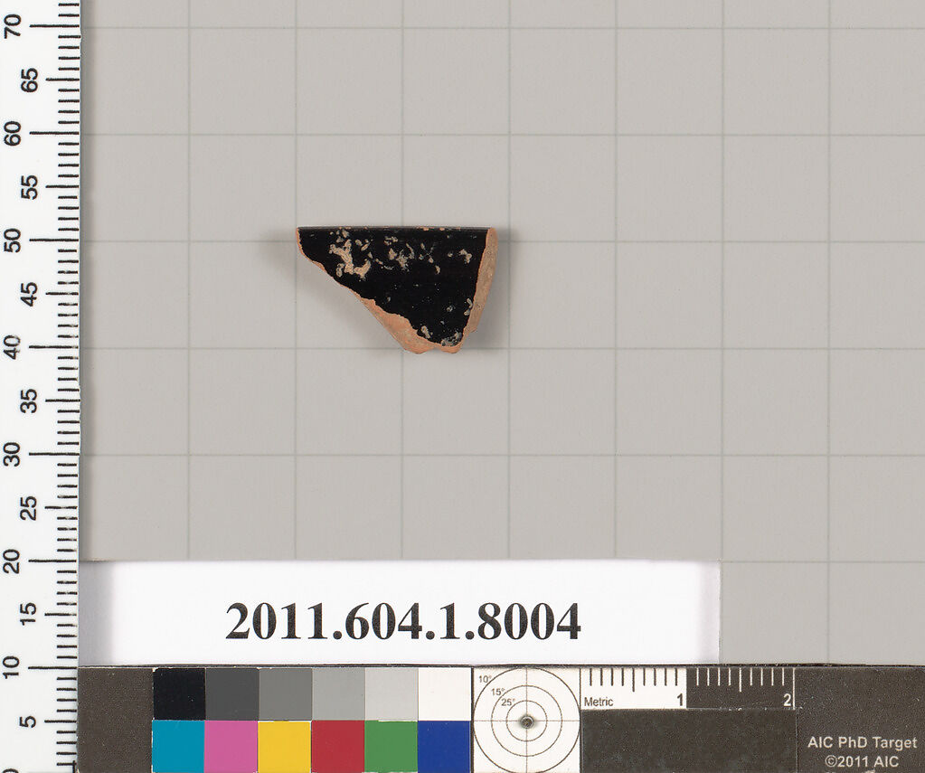 Terracotta rim fragment of a kylix (drinking cup), Terracotta, Greek, Attic