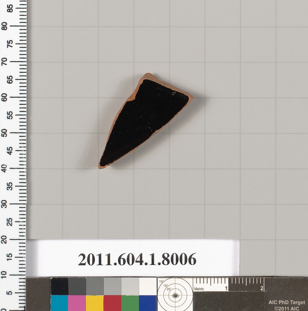 Terracotta rim fragment of a kylix (drinking cup), Terracotta, Greek, Attic