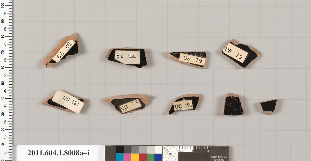 Terracotta fragments of kylikes (drinking cups), Terracotta, Greek, Attic