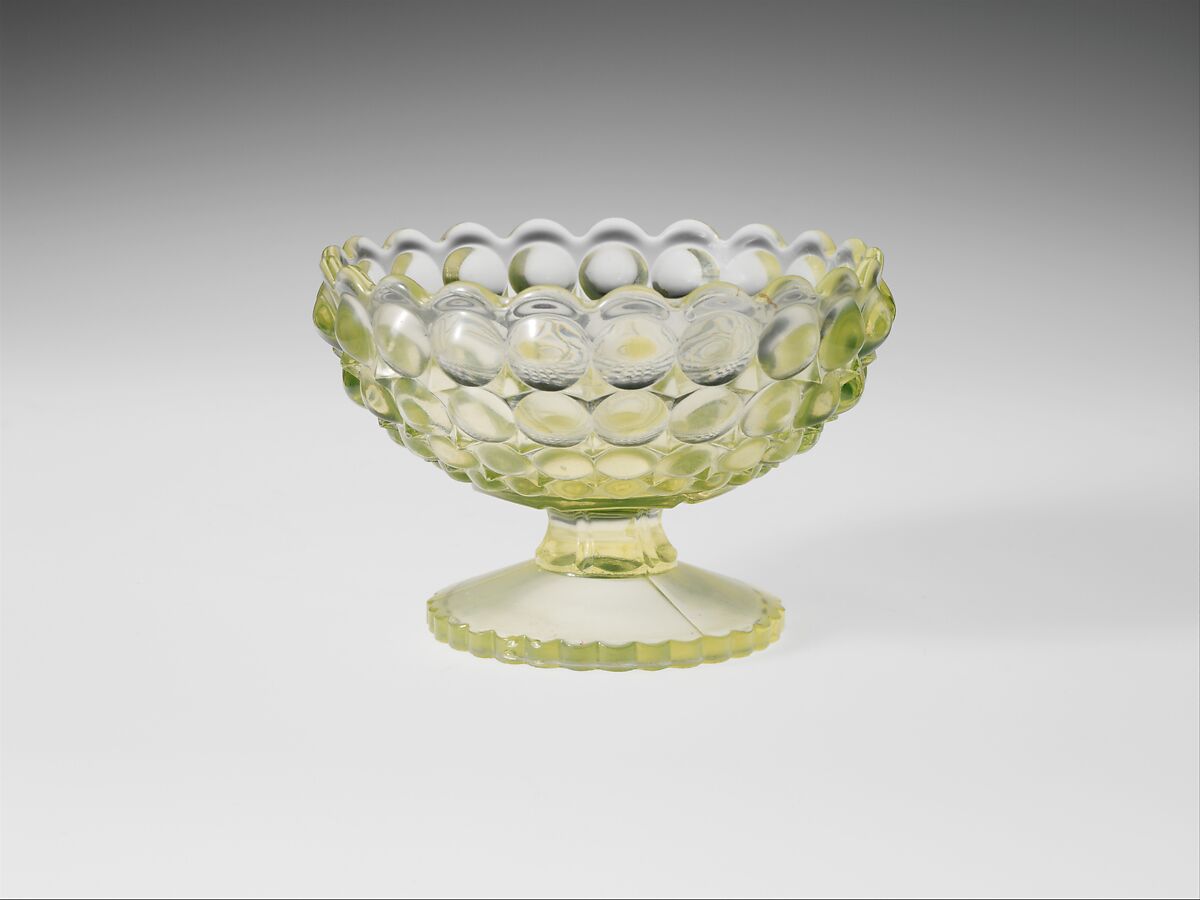 Sauce Dish, Richards and Hartley Flint Glass Co. (ca. 1870–1890), Pressed yellow glass, American 