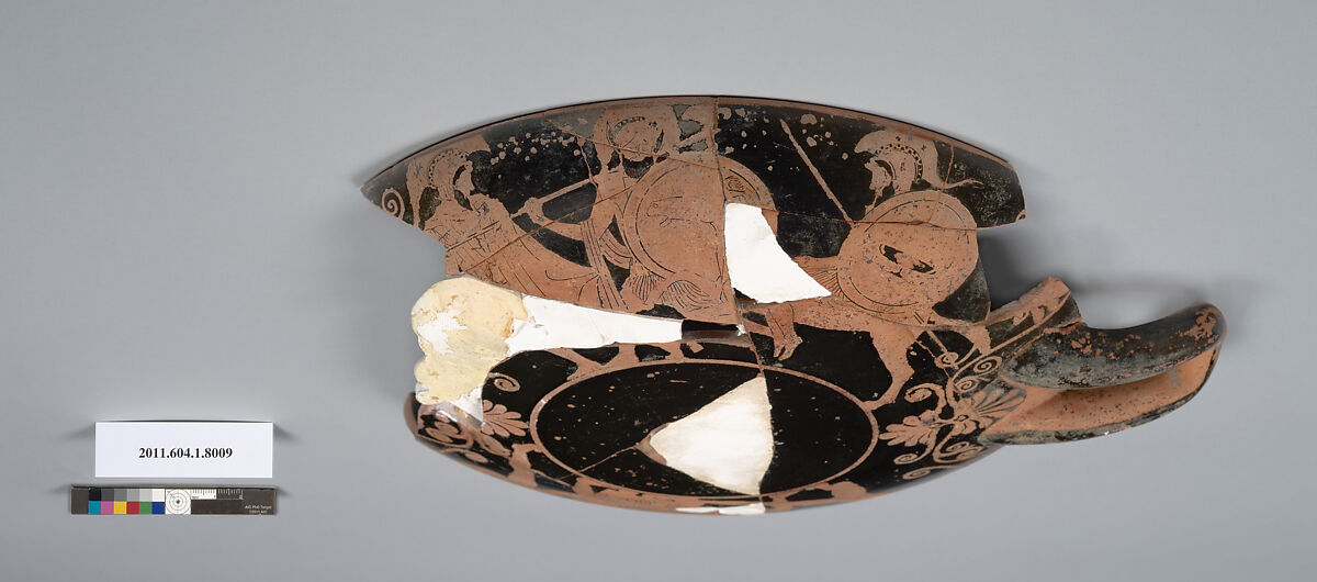 Terracotta fragment of a kylix (drinking cup), Terracotta, Greek, Attic