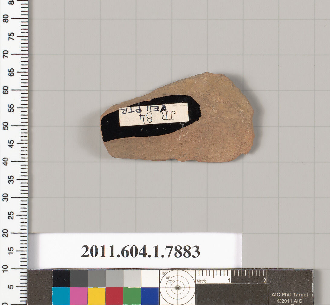 Terracotta fragment of a kylix (drinking cup), Attributed to the Veii Painter [DvB], Terracotta, Greek, Attic