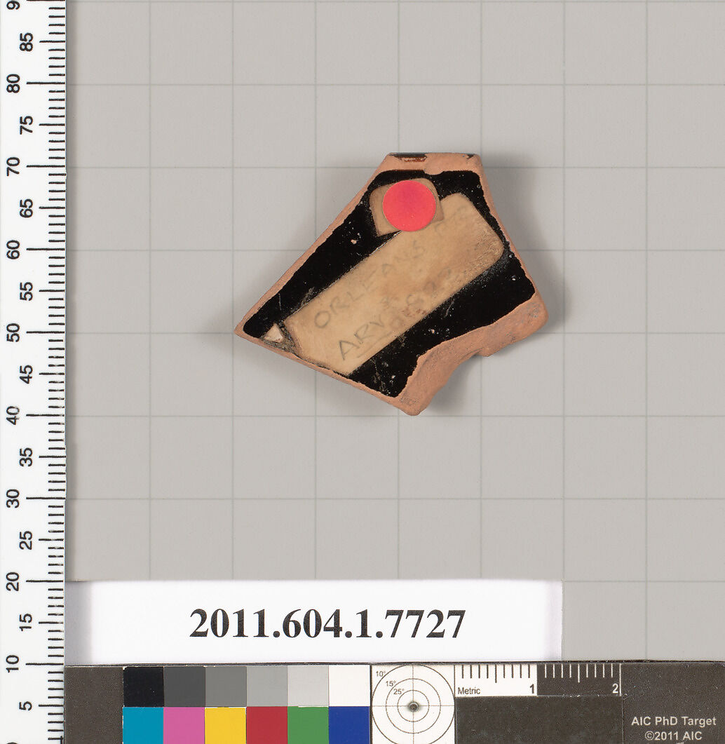 Terracotta rim fragment of a kylix (drinking cup), Attributed to the Orleans Painter [DvB], Terracotta, Greek, Attic