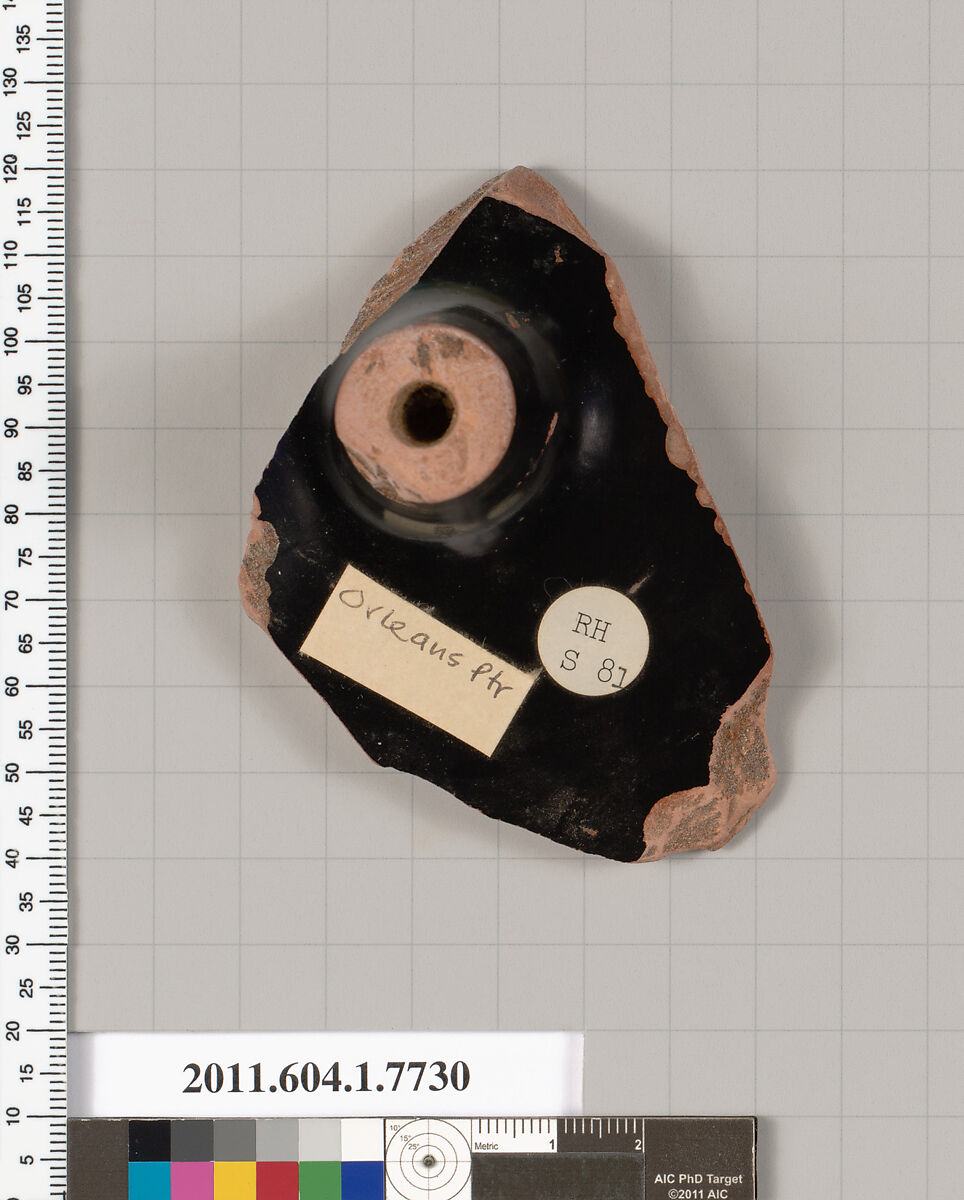Terracotta fragment of a kylix (drinking cup), Attributed to the Orleans Painter [DvB], Terracotta, Greek, Attic