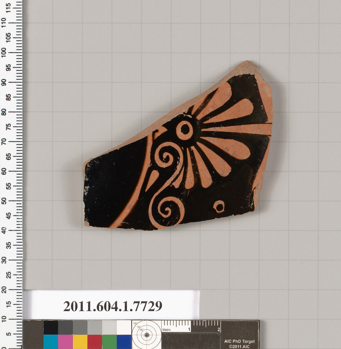 Terracotta fragment of a kylix (drinking cup), Attributed to the Orleans Painter, Terracotta, Greek, Attic