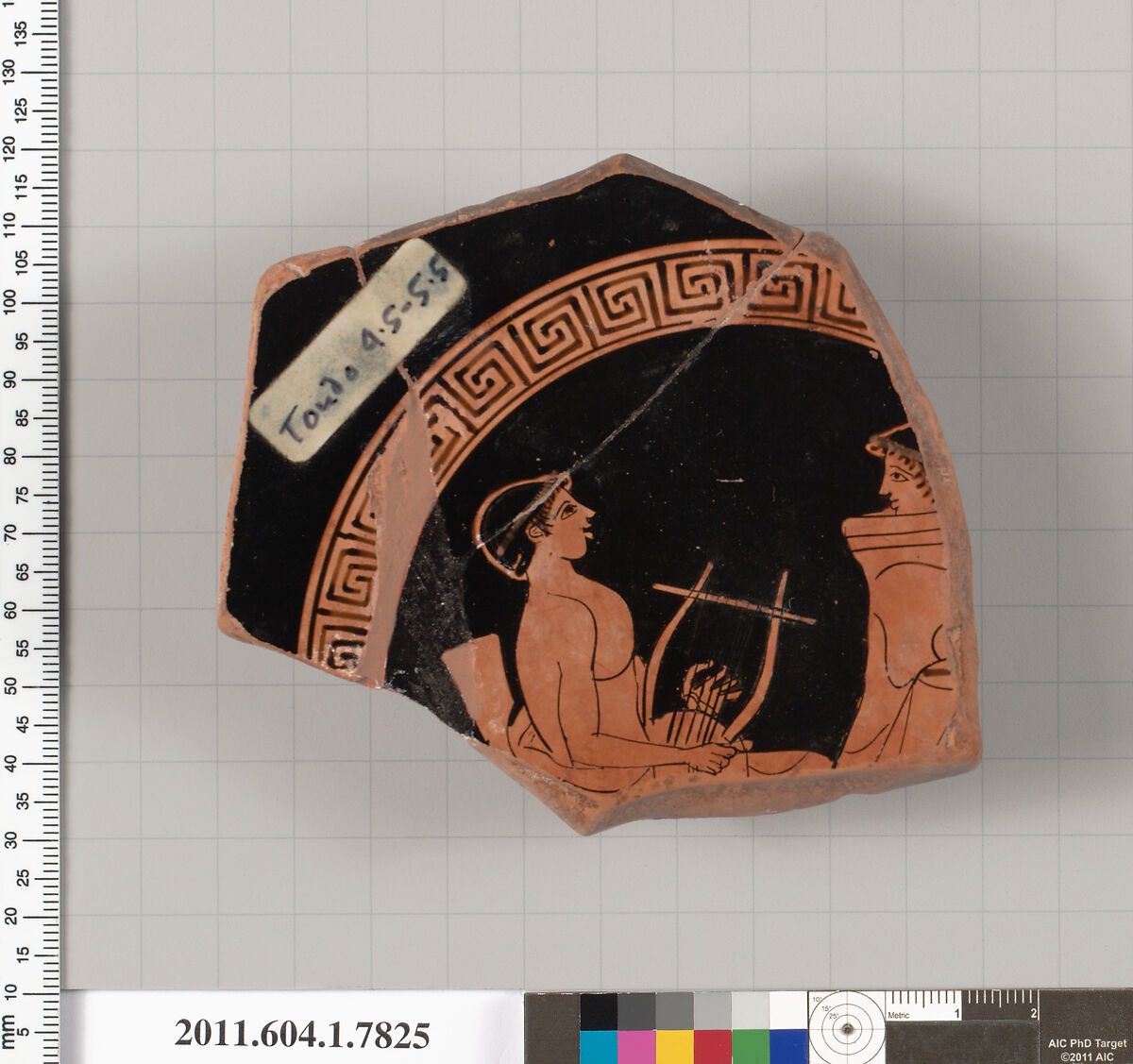 Terracotta fragment of a kylix (drinking cup), Attributed to the Sabouroff Painter [DvB], Terracotta, Greek, Attic 