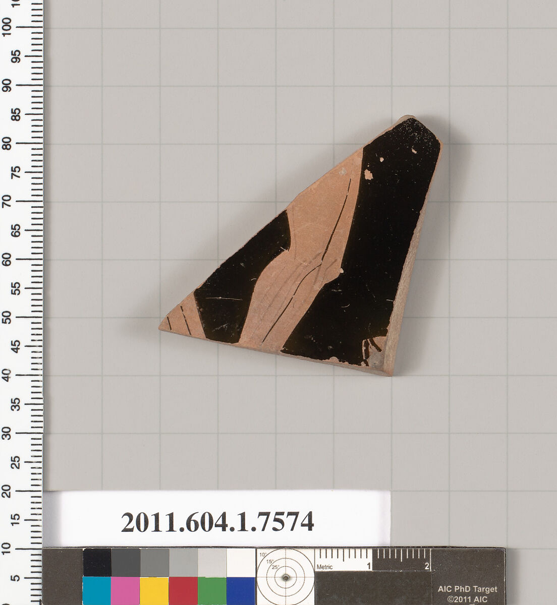 Terracotta fragment of a kylix (drinking cup), Attributed to the Euaion Painter [DvB], Terracotta, Greek, Attic