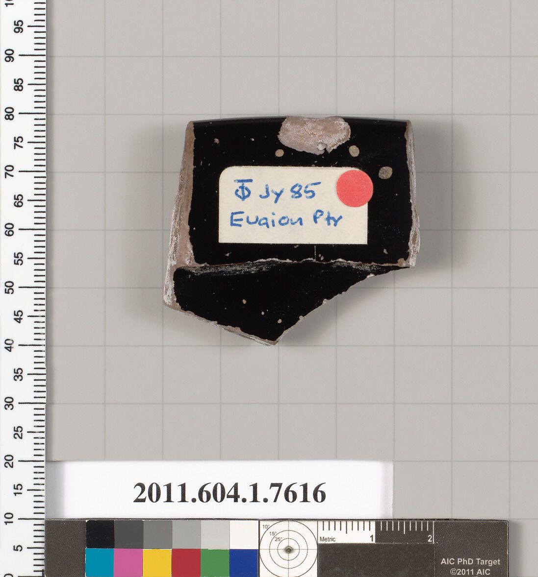 Terracotta fragment of a kylix (drinking cup), Attributed to the Euaion Painter [DvB], Terracotta, Greek, Attic